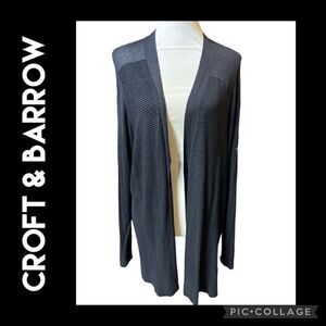 Croft & Barrow Black 100% Rayon Open Long Cardigan 1X-EUC